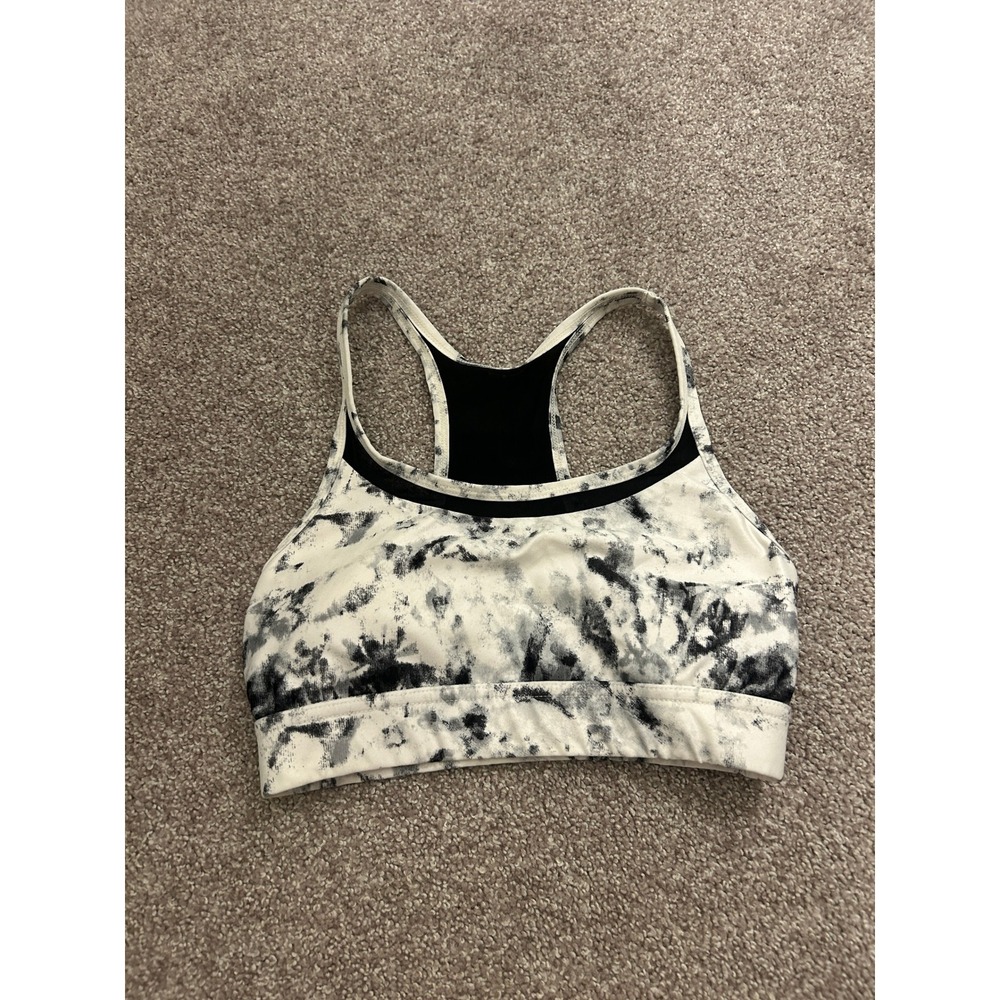 Moret Ultra Sports Bra Womens S White Black Excellent Tie Dye Racerback Mesh